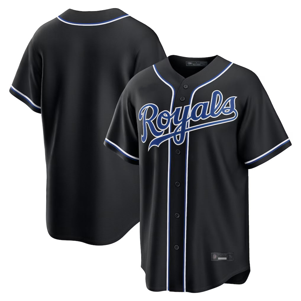 Davalo KC.Royals Black Carbon Fashion Home Game Blank Player Stitched Jerseys