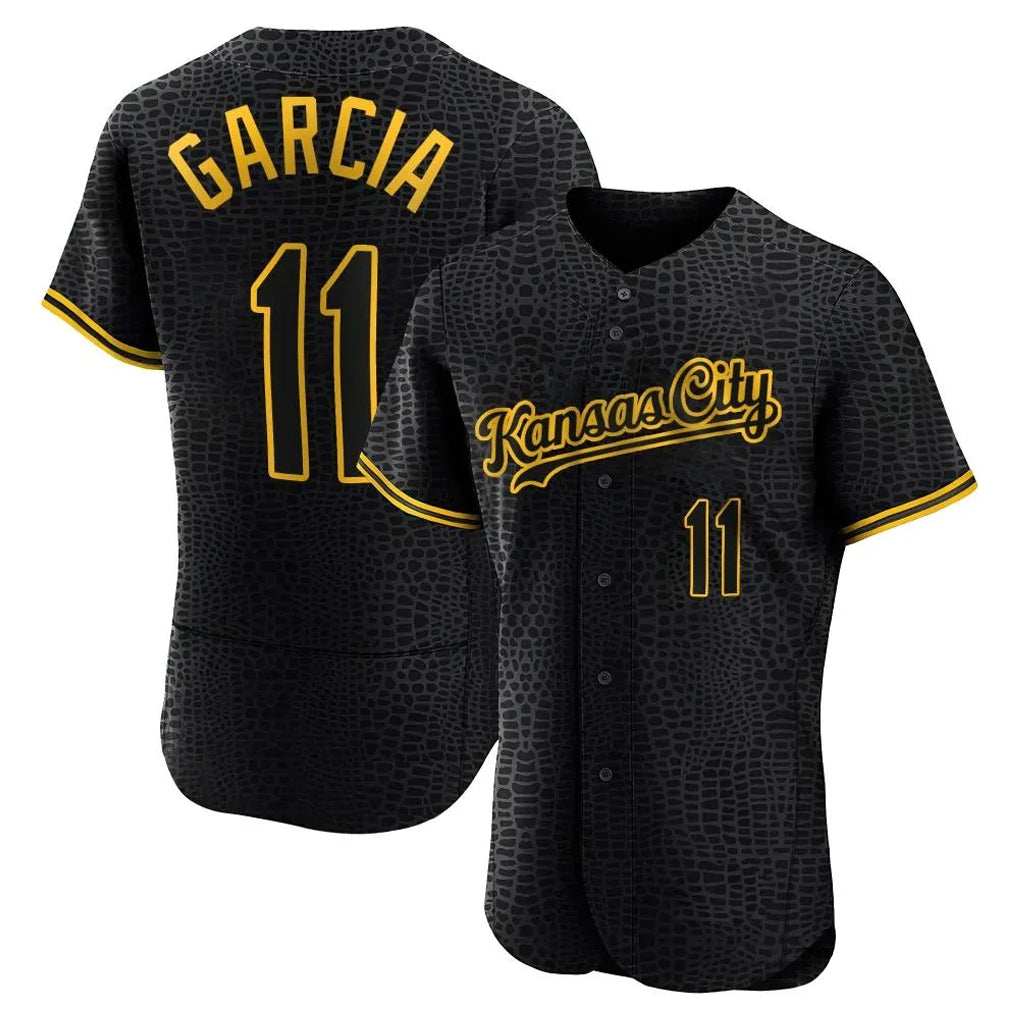 Davalo KC.Royals #11 Maikel Garcia Player Black Snake Skin City Limited Elite Stitched Jerseys