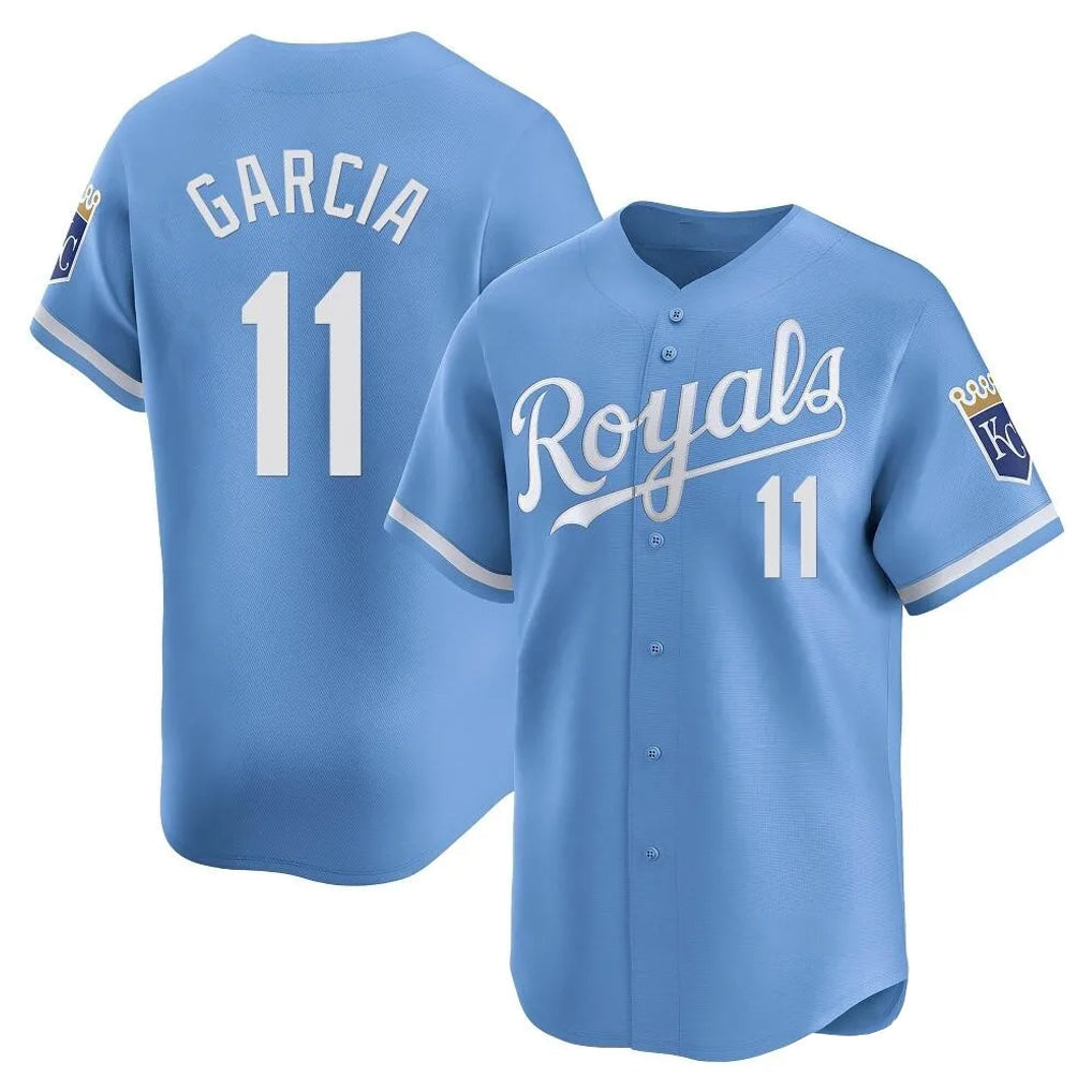 Davalo KC.Royals #11 Maikel Garcia Player Light Blue Alt Limited Home Stitched Jerseys