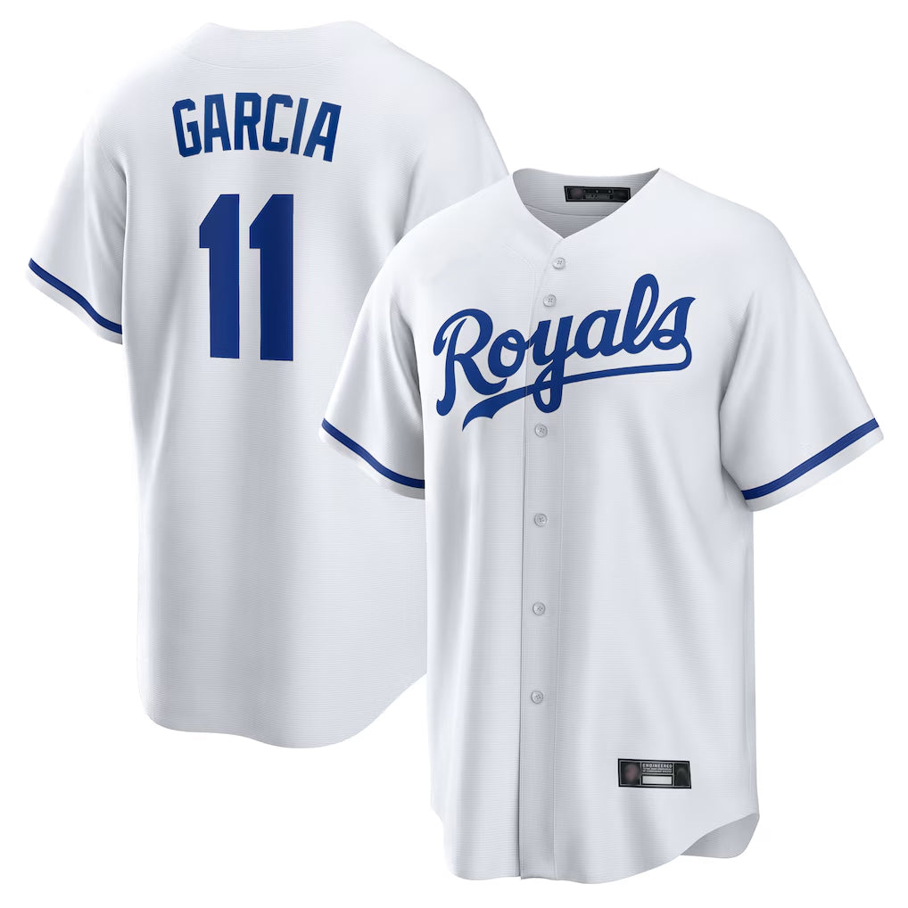 Davalo KC.Royals #11 Maikel Garcia Player White Home Game Stitched Jerseys