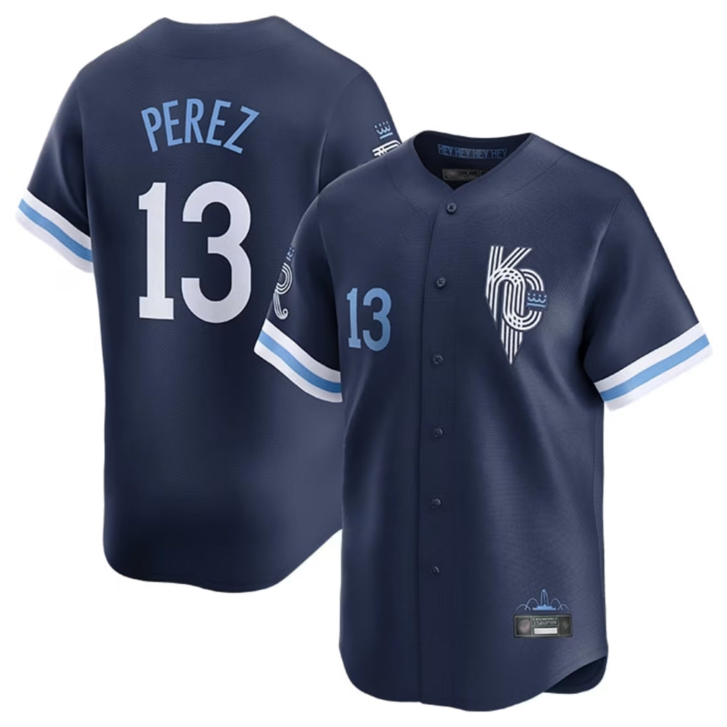 Davalo KC.Royals #13 Salvador Perez Player Navy City Connect Limited Home Stitched Jerseys