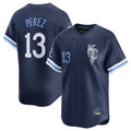 Davalo KC.Royals #13 Salvador Perez Player Navy City Connect Limited Home Stitched Jerseys