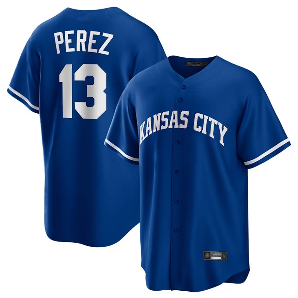Davalo KC.Royals #13 Salvador Perez Player Royal Game Home Stitched Jerseys