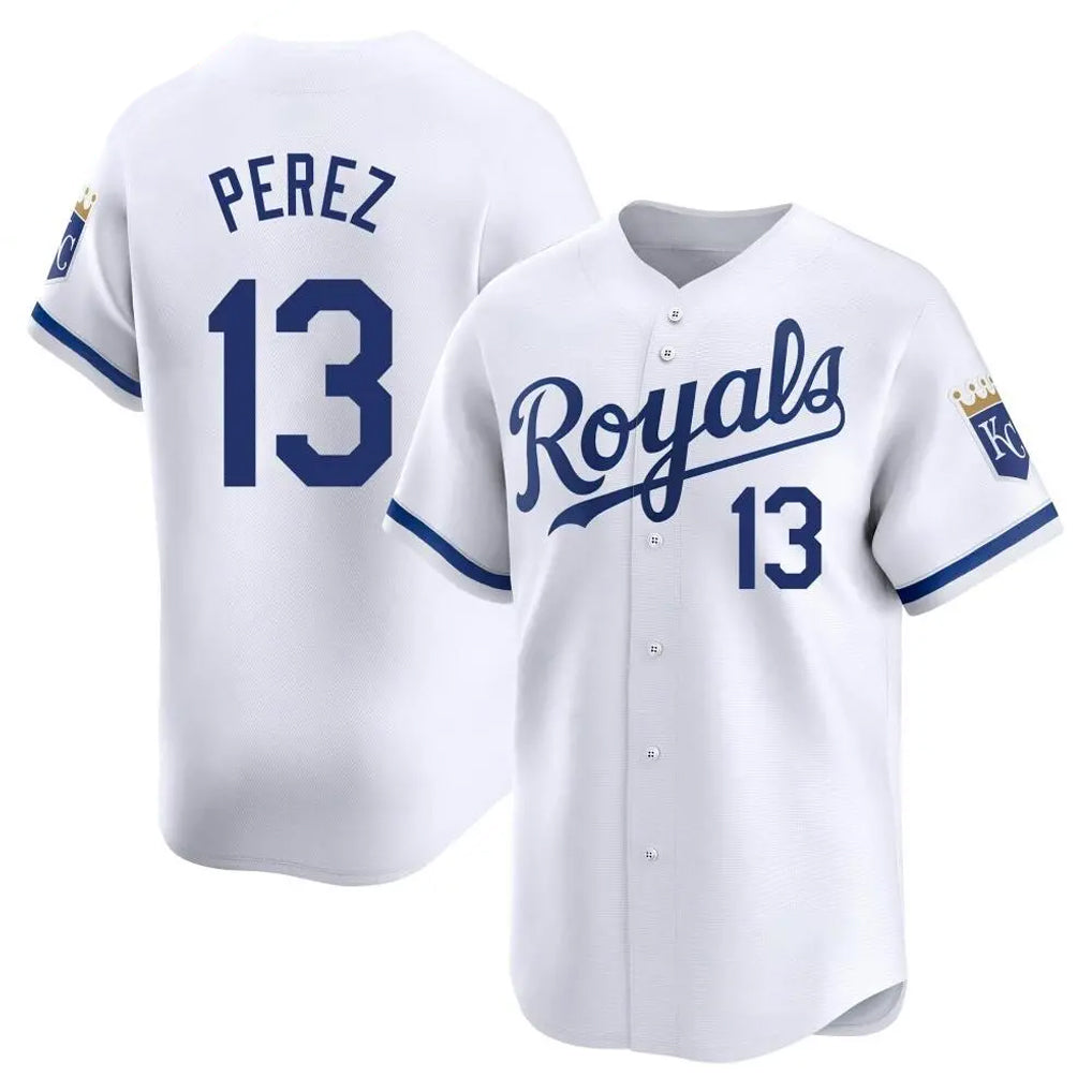 Davalo KC.Royals #13 Salvador Perez Player White Alt Limited Home Stitched Jerseys