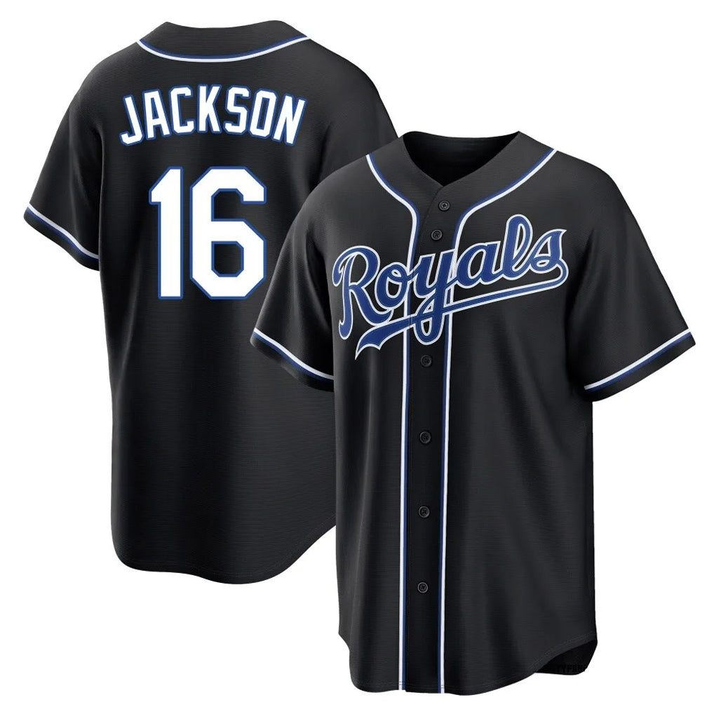 Davalo KC.Royals #16 Bo Jackson Player Black Carbon Fashion Home Game Stitched Jerseys