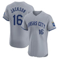 Davalo KC.Royals #16 Bo Jackson Player Gray Limited Elite Home Stitched Jerseys