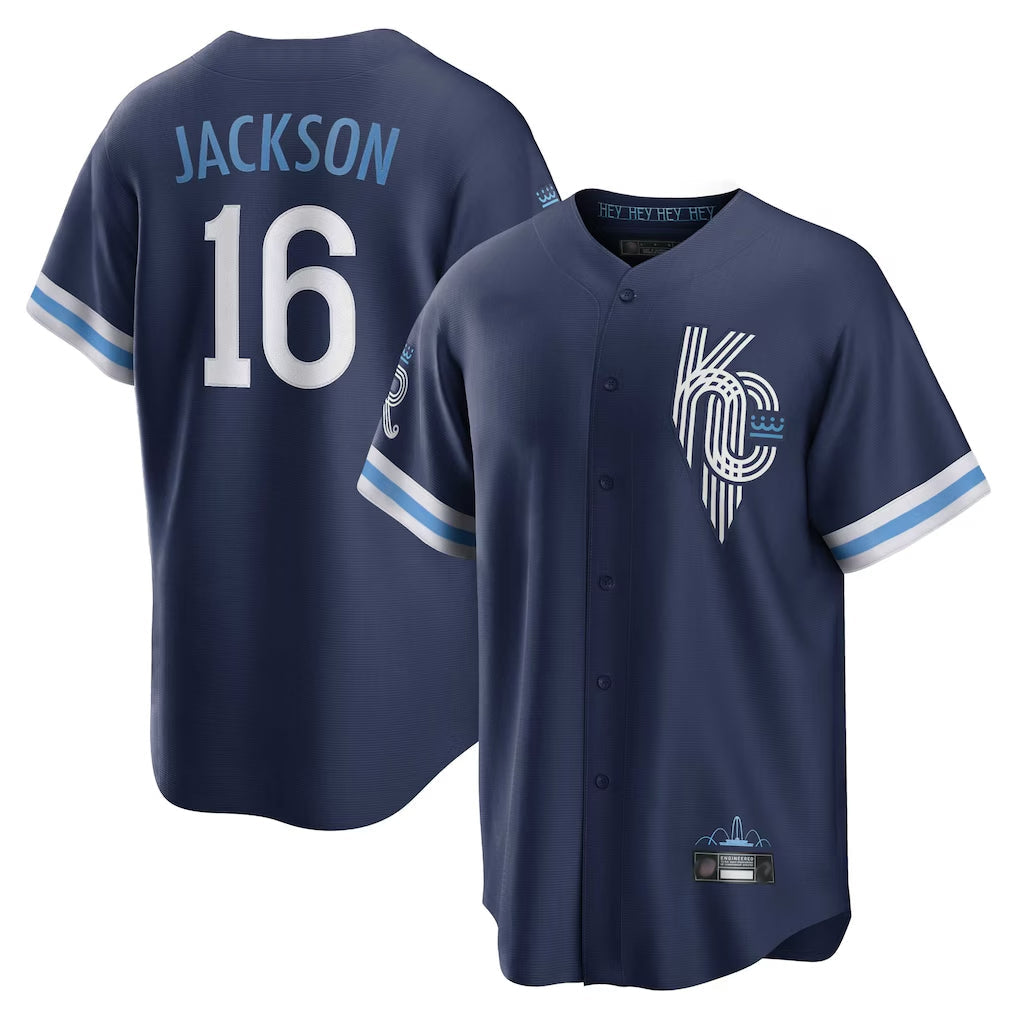 Davalo KC.Royals #16 Bo Jackson Player Navy City Connect Home Game Stitched Jerseys