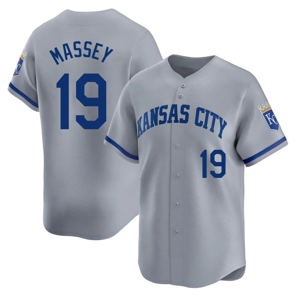 Davalo KC.Royals #19 Michael Massey Player Gray Limited Home Stitched Jerseys