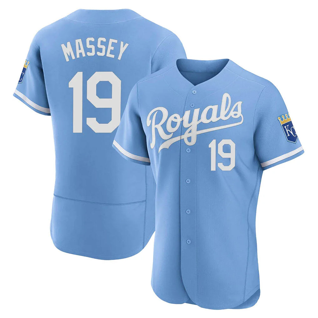 Davalo KC.Royals #19 Michael Massey Player Light Blue Alt Limited Elite Home Stitched Jerseys