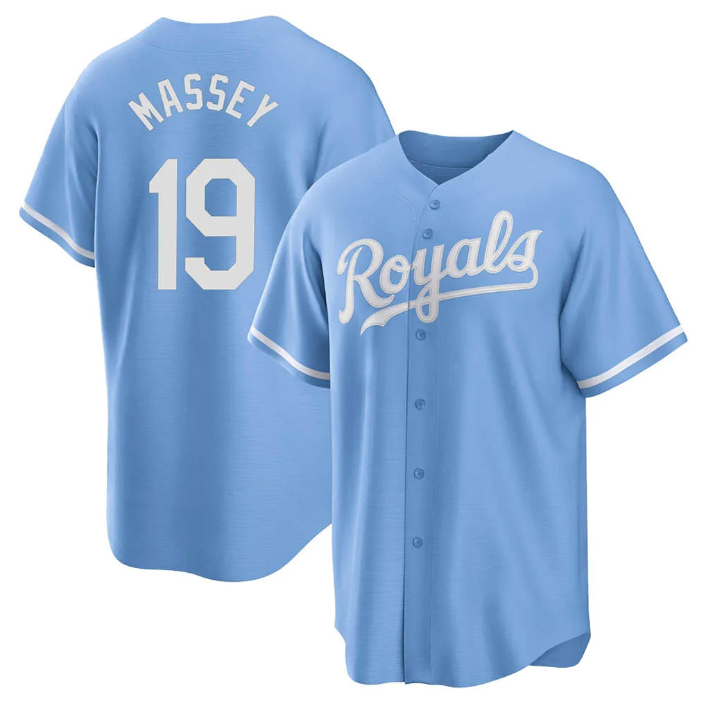 Davalo KC.Royals #19 Michael Massey Player Light Blue Home Game Stitched Jerseys
