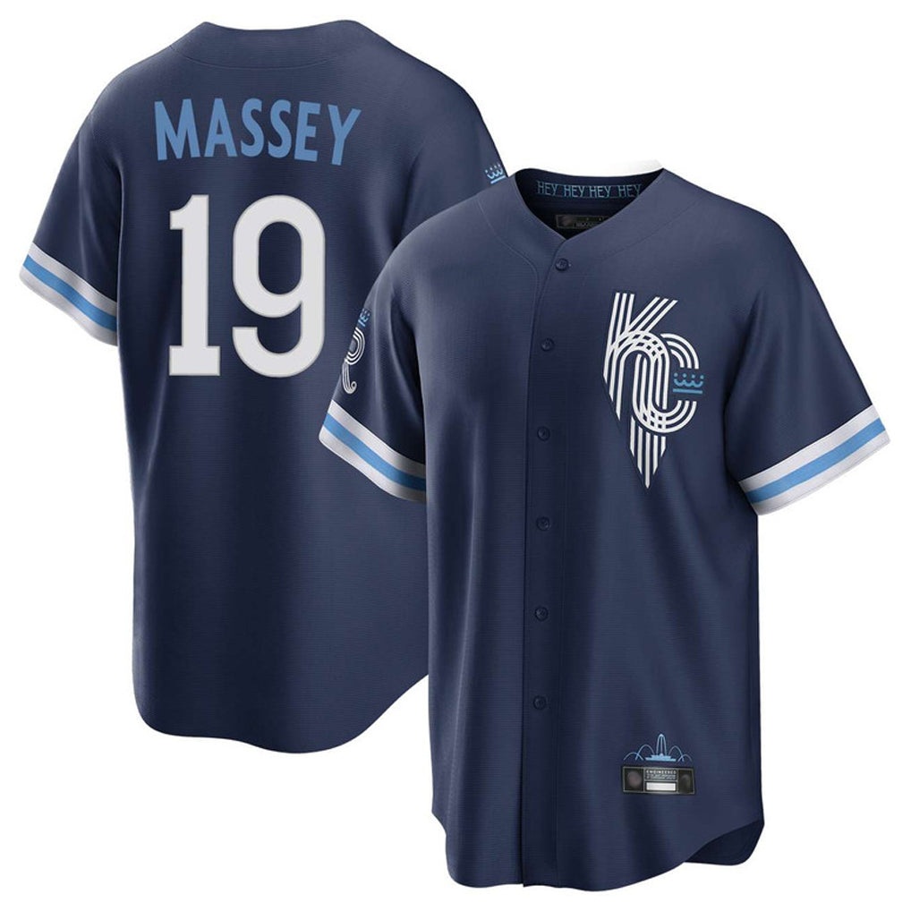 Davalo KC.Royals #19 Michael Massey Player Navy City Connect Home Game Stitched Jerseys