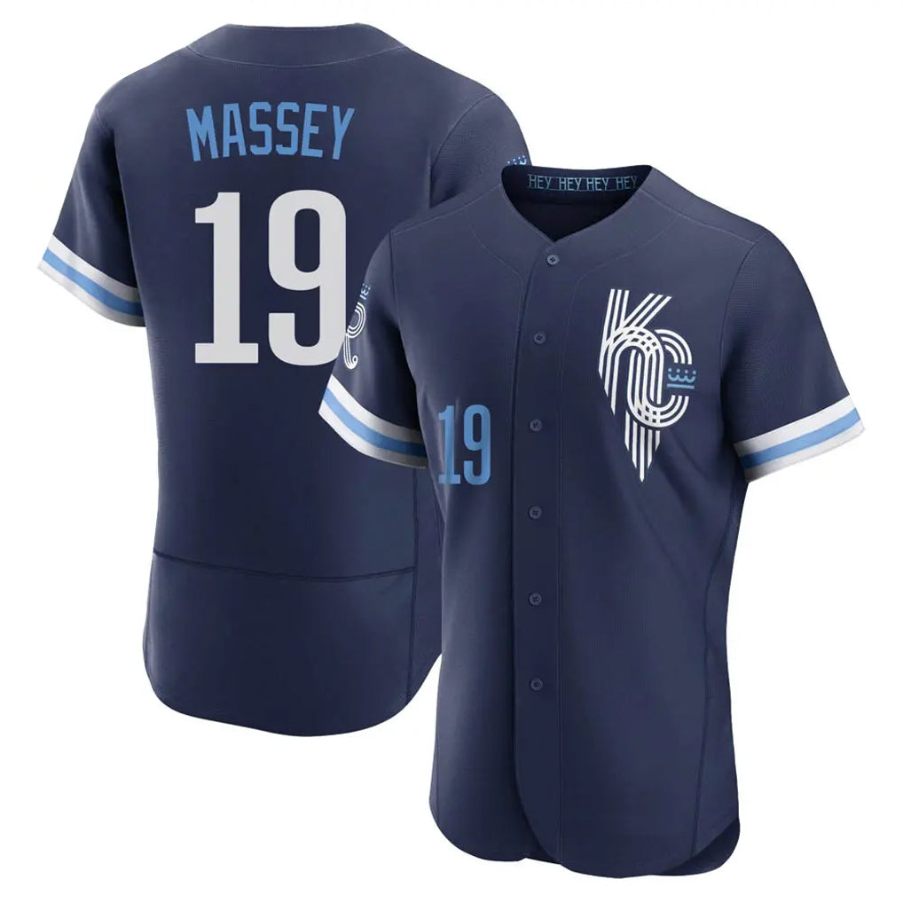 Davalo KC.Royals #19 Michael Massey Player Navy City Connect Limited Elite Home Stitched Jerseys