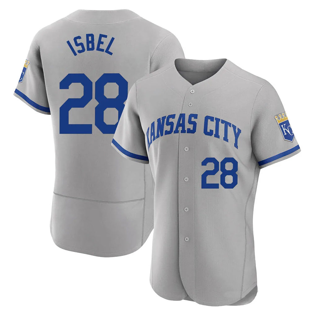 Davalo KC.Royals #28 Kyle Isbel Player Gray Limited Elite Home Game Stitched Jerseys