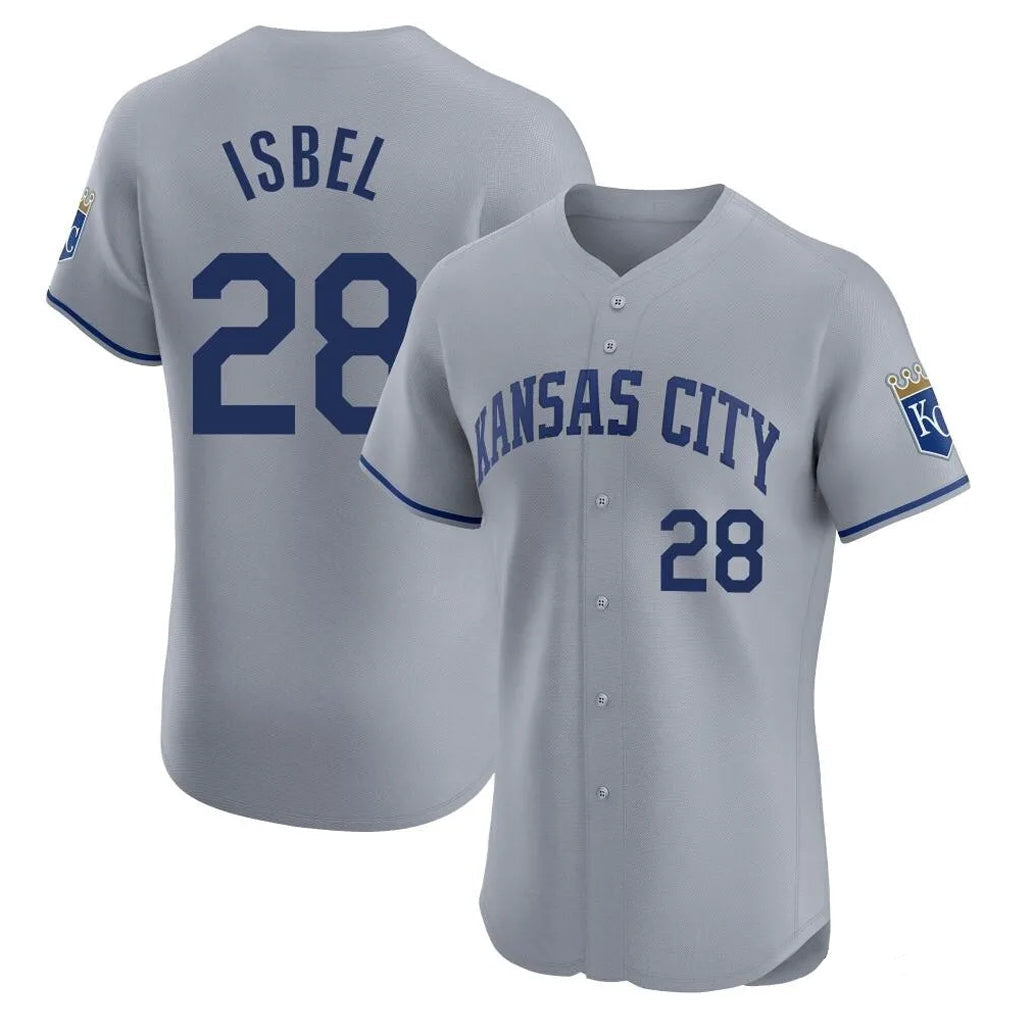 Davalo KC.Royals #28 Kyle Isbel Player Gray Limited Elite Home Stitched Jerseys