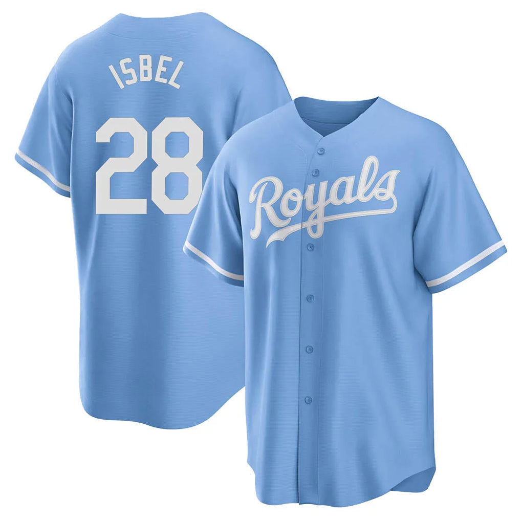 Davalo KC.Royals #28 Kyle Isbel Player Light Blue Home Game Stitched Jerseys