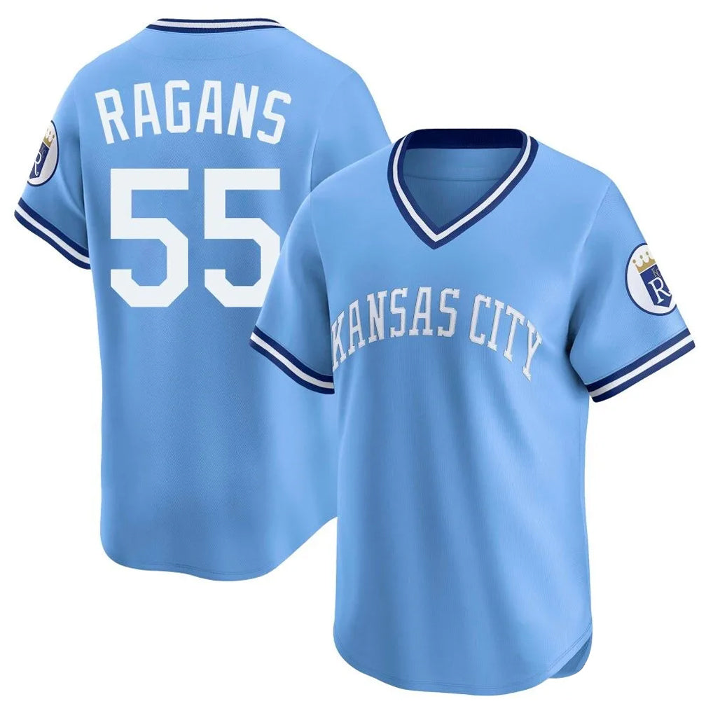 Davalo KC.Royals #55 Cole Ragans Player Light Blue Limited Throwback Cooperstown Collection T-shirt Stitched Jerseys