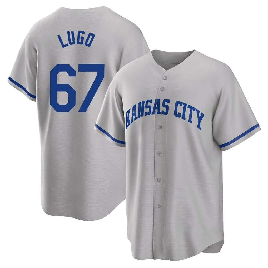Davalo KC.Royals #67 Seth Lugo Player Gray Game Home Stitched Jerseys