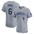 Davalo KC.Royals #6 Jonathan India Player Gray Limited Elite Home Stitched Jerseys