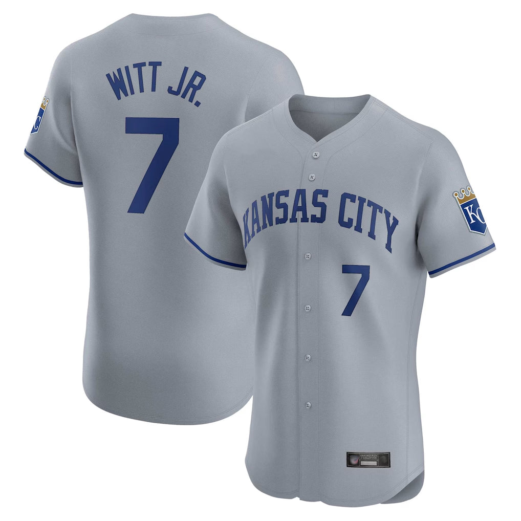Davalo KC.Royals #7 Bobby Witt Jr. Player Gray Limited Elite Home Stitched Jerseys