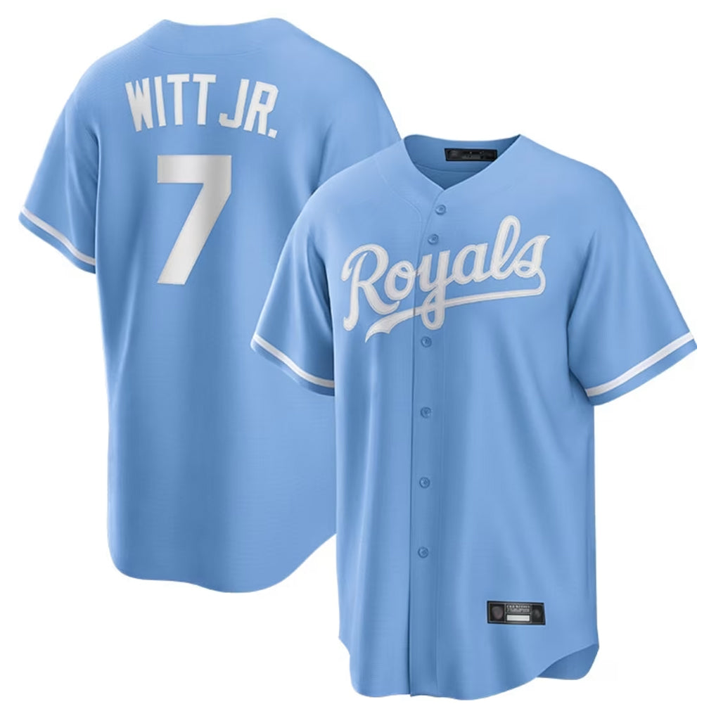 Davalo KC.Royals #7 Bobby Witt Jr. Player Light Blue Home Game Stitched Jerseys