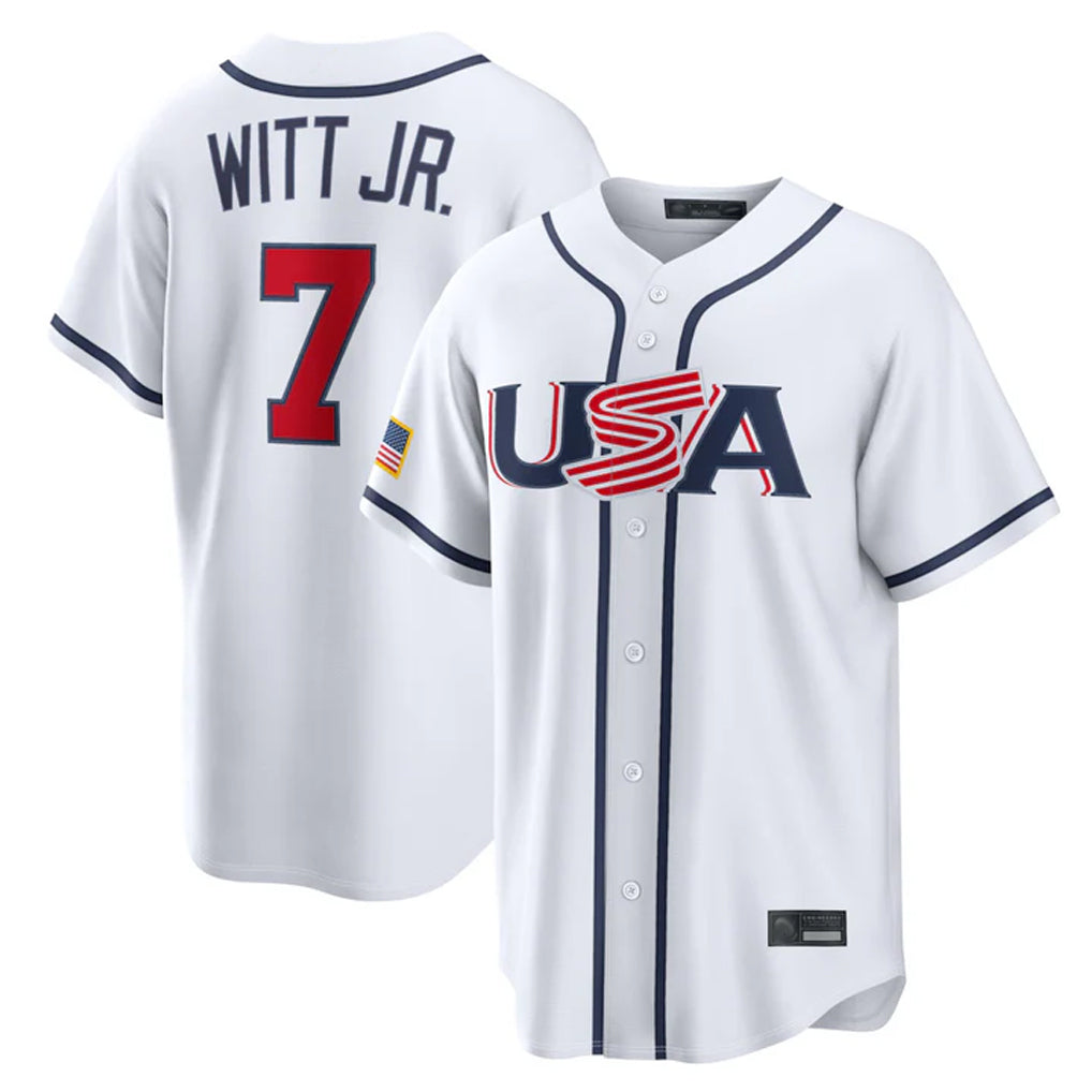 Davalo KC.Royals #7 Bobby Witt Jr. Player White USA 2026 World Classic Game Stitched Jerseys