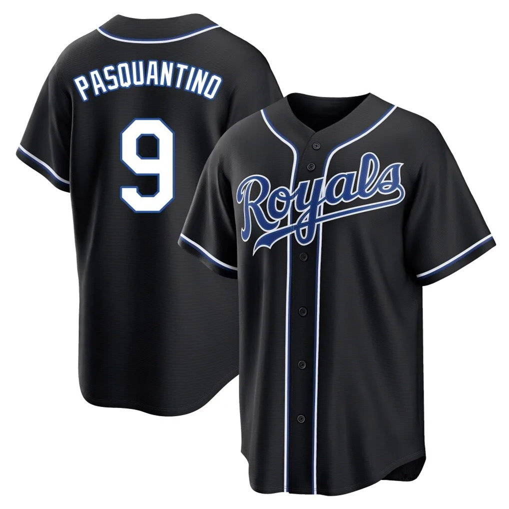 Davalo KC.Royals #9 Vinnie Pasquantino Player Black Carbon Fashion Home Game Stitched Jerseys