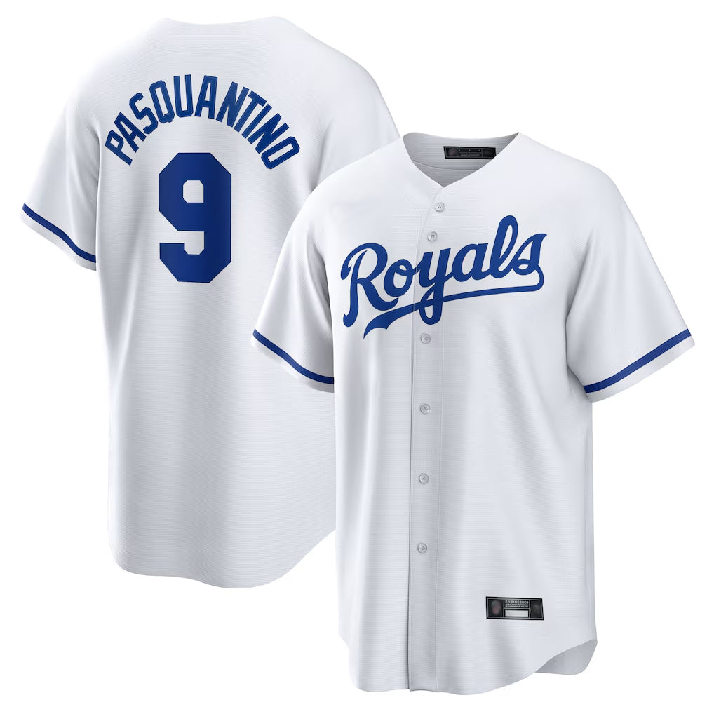Davalo KC.Royals #9 Vinnie Pasquantino Player White Home Game Stitched Jerseys