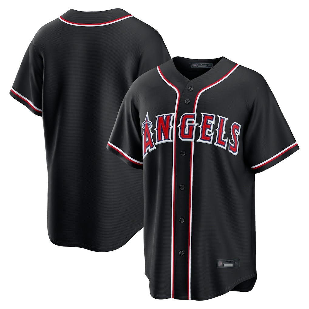 Davalo LA.Angels Black Fashion Out Home Game Blank Player Stitched Jerseys
