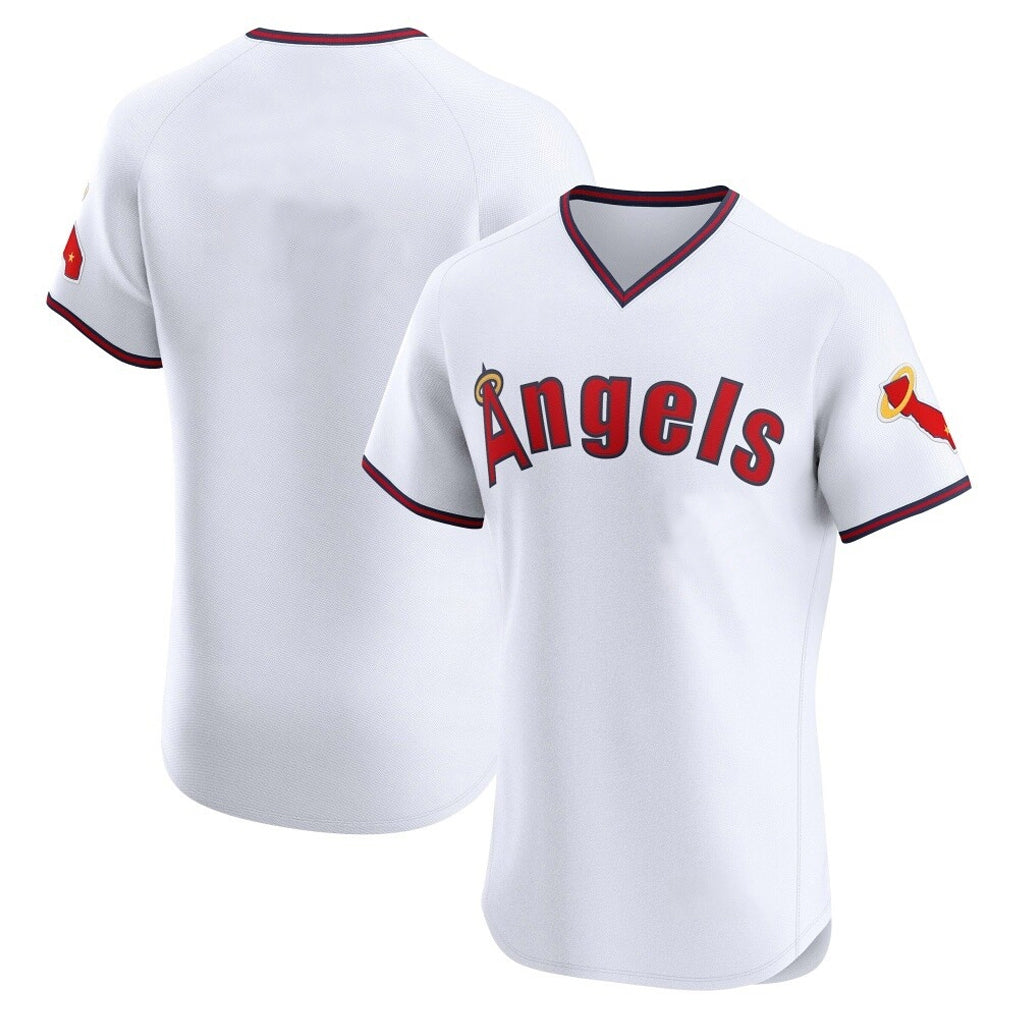 Davalo LA.Angels White T-shirt Home Limited Elite Blank Player Stitched Jerseys