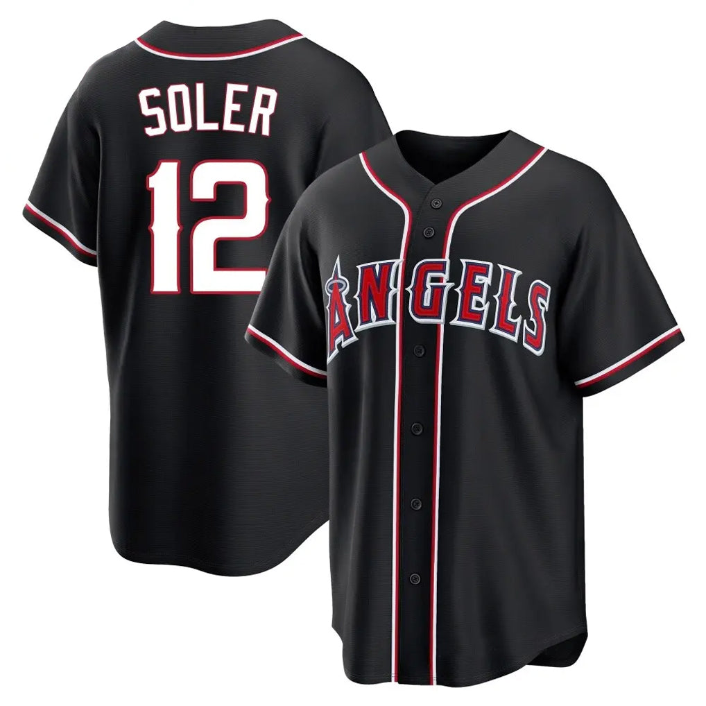 Davalo LA.Angels #12 Jorge Soler Player Black Fashion Out Home Game Stitched Jerseys