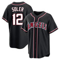 Davalo LA.Angels #12 Jorge Soler Player Black Fashion Out Home Game Stitched Jerseys