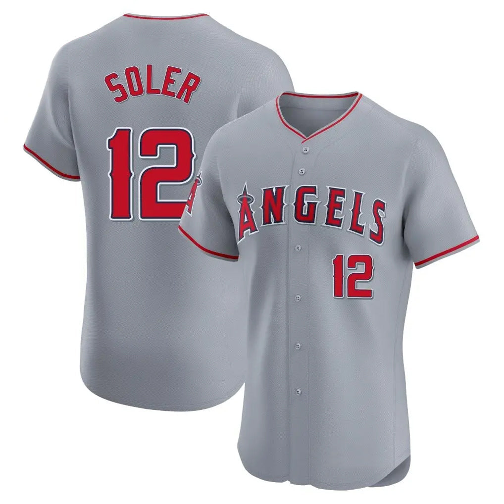 Davalo LA.Angels #12 Jorge Soler Player Gray Home Limited Elite Stitched Jerseys