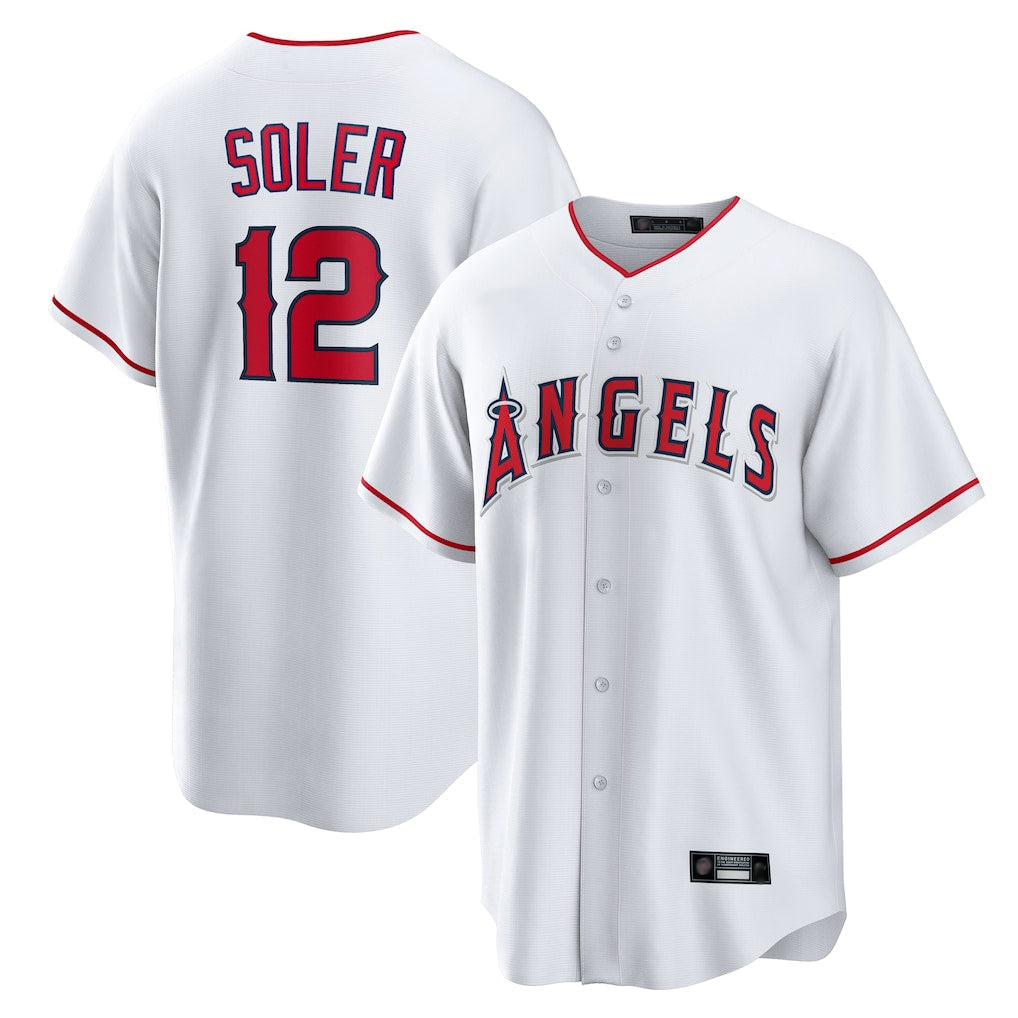 Davalo LA.Angels #12 Jorge Soler Player White Home Game Stitched Jerseys