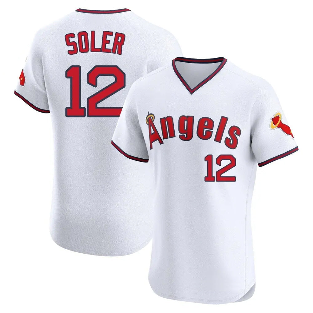 Davalo LA.Angels #12 Jorge Soler Player White T-shirt Home Limited Elite Stitched Jerseys