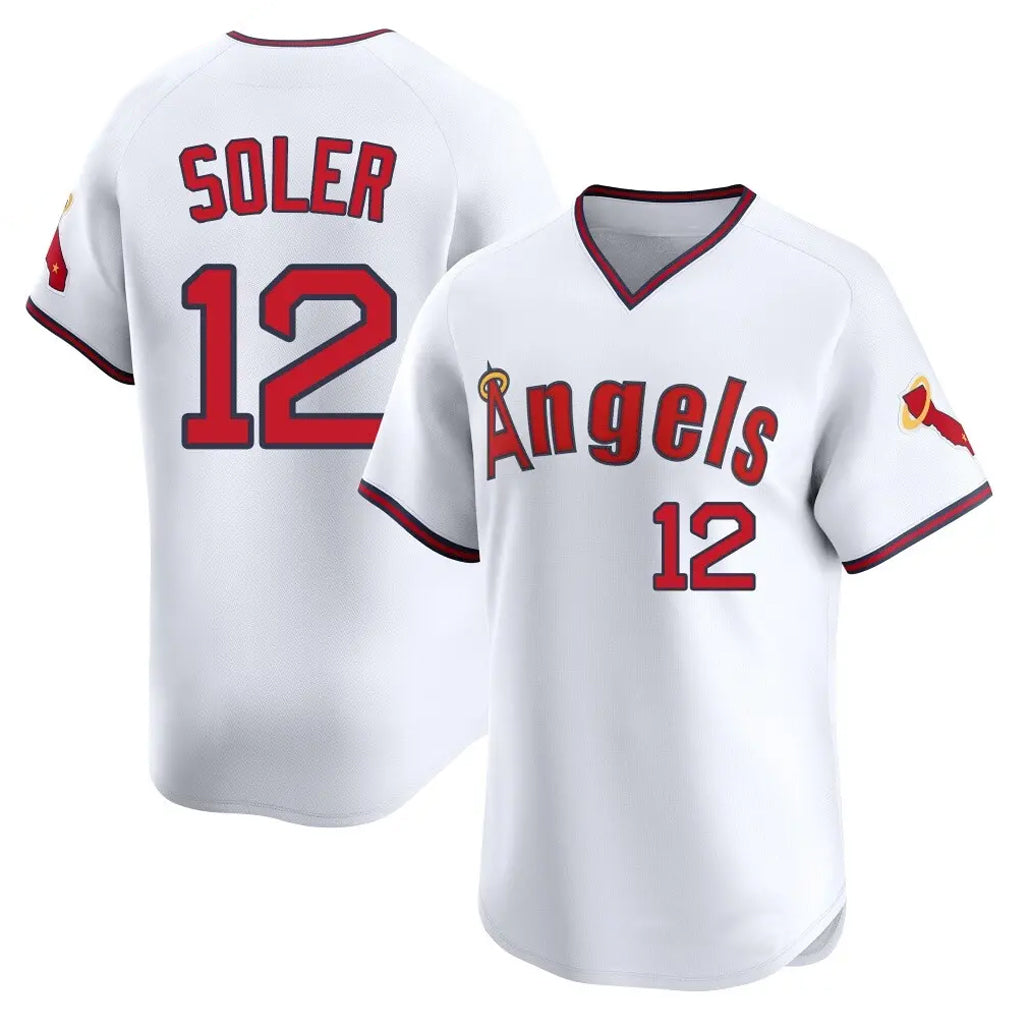 Davalo LA.Angels #12 Jorge Soler Player White T-shirt Home Limited Stitched Jerseys