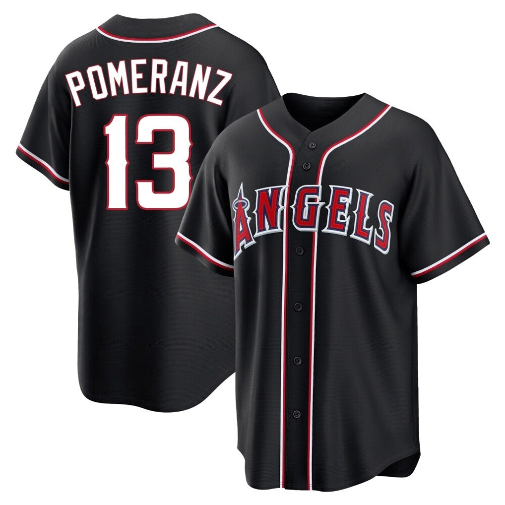 Davalo LA.Angels #13 Drew Pomeranz Player Black Fashion Out Home Game Stitched Jerseys