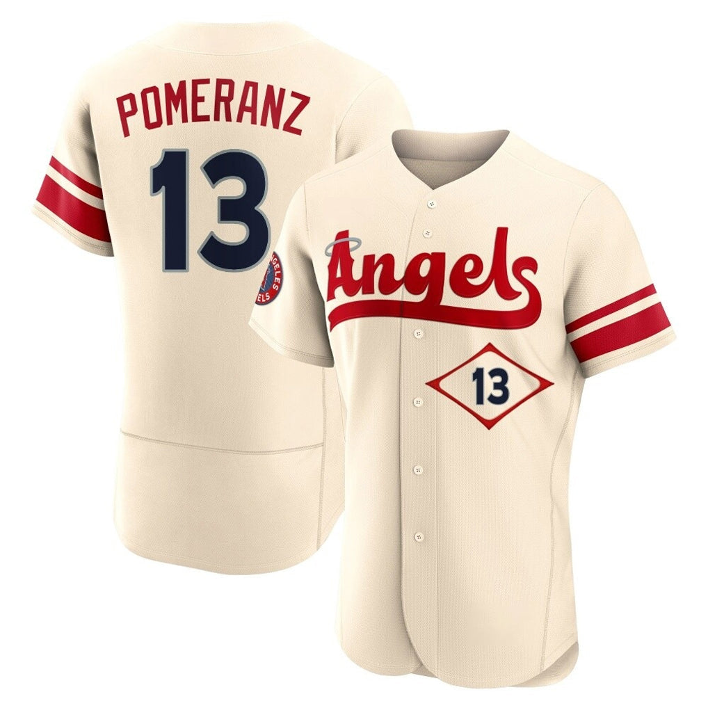 Davalo LA.Angels #13 Drew Pomeranz Player Cream City Connect Limited ELite Home Stitched Jerseys