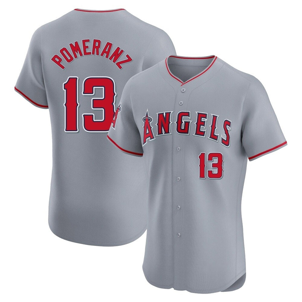Davalo LA.Angels #13 Drew Pomeranz Player Gray Home Limited Elite Stitched Jerseys