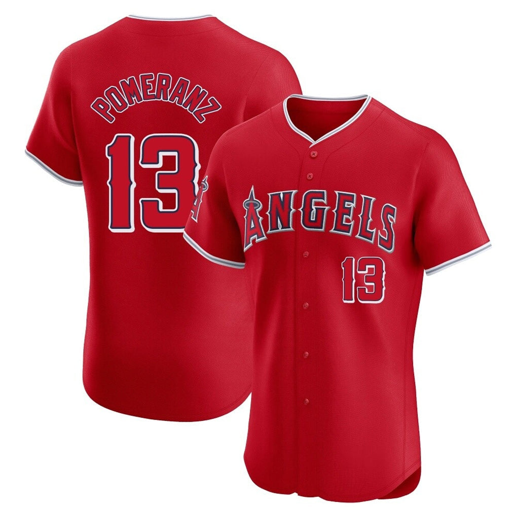 Davalo LA.Angels #13 Drew Pomeranz Player Red Home Limited Elite Stitched Jerseys