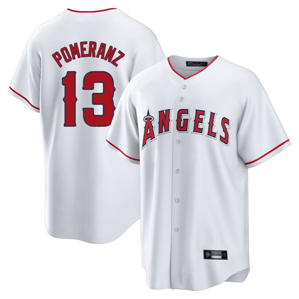 Davalo LA.Angels #13 Drew Pomeranz Player White Home Game Stitched Jerseys