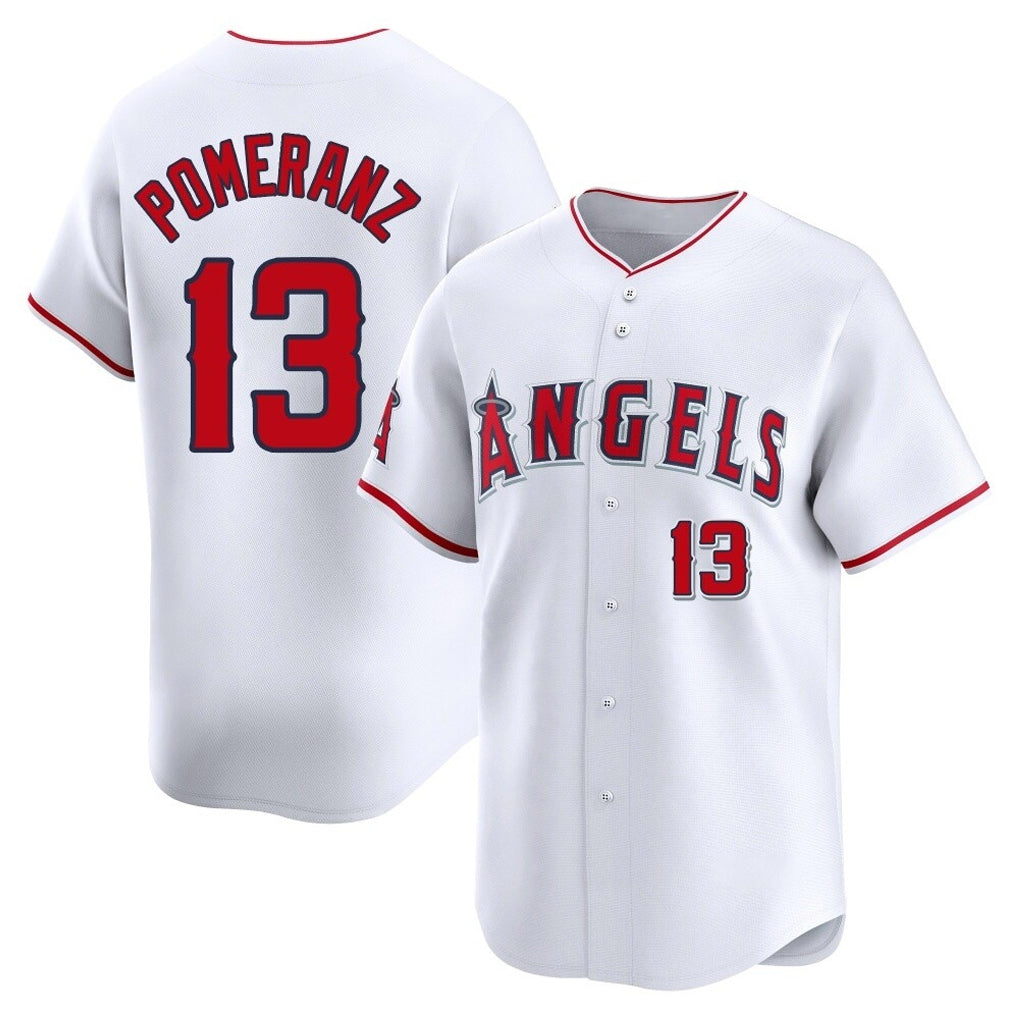 Davalo LA.Angels #13 Drew Pomeranz Player White Limited Home Stitched Jerseys