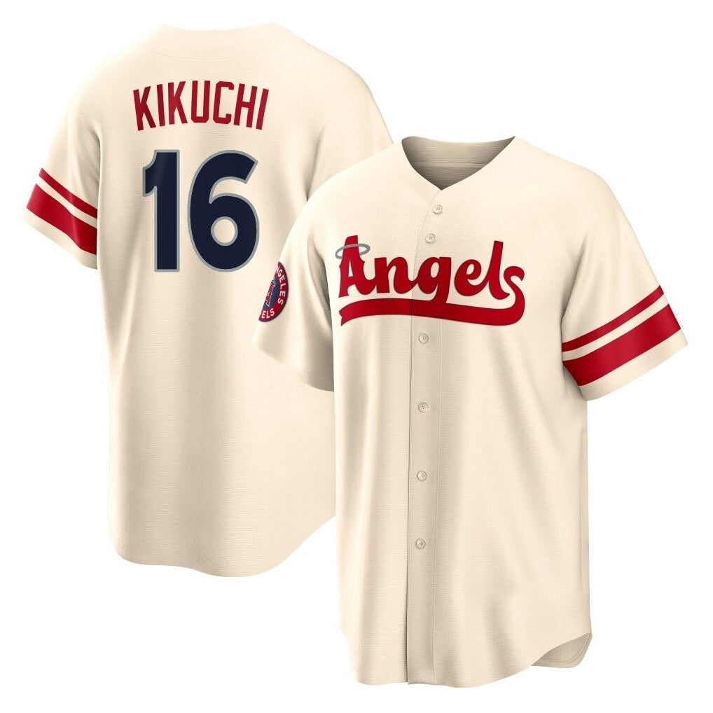 Davalo LA.Angels #16 Yusei Kikuchi Player Cream City Connect Home Stitched Jerseys