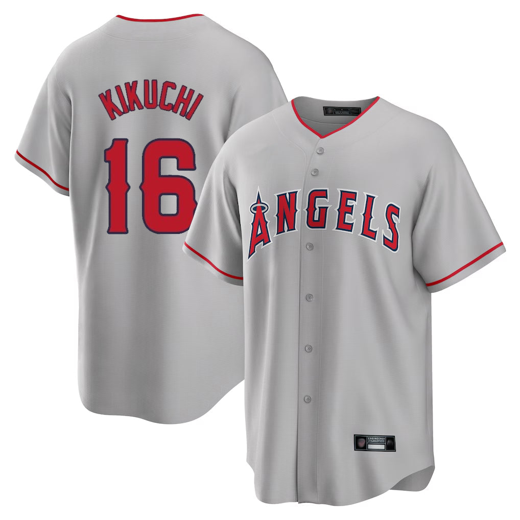 Davalo LA.Angels #16 Yusei Kikuchi Player Gray Home Game Stitched Jerseys