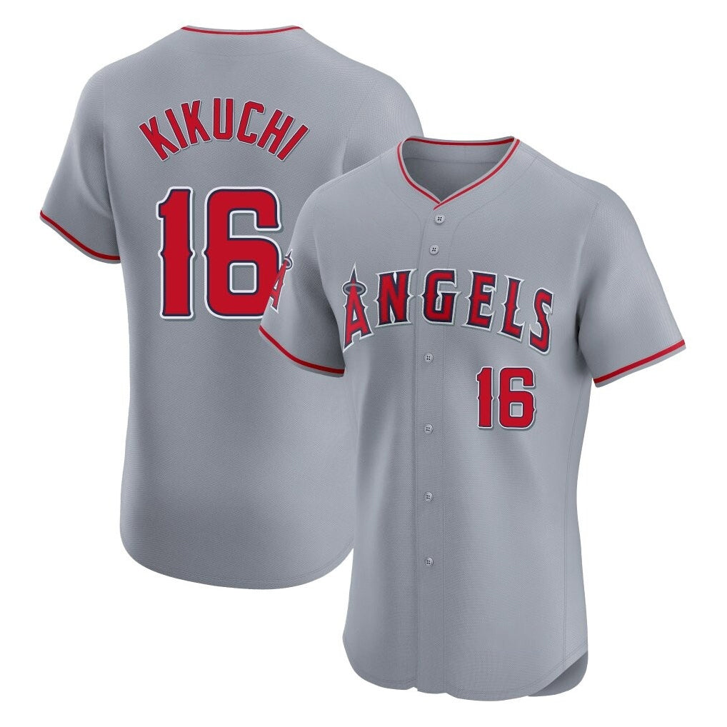 Davalo LA.Angels #16 Yusei Kikuchi Player Gray Home Limited Elite Stitched Jerseys
