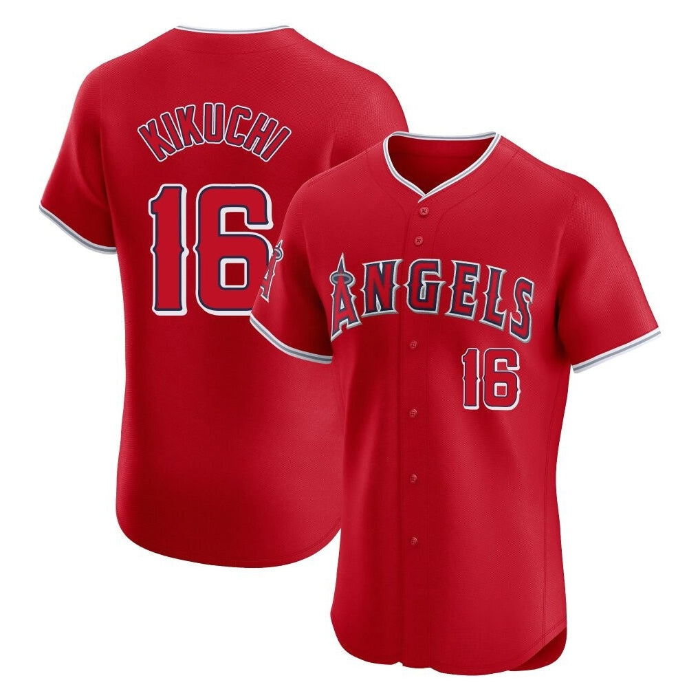 Davalo LA.Angels #16 Yusei Kikuchi Player Red Home Limited Elite Stitched Jerseys