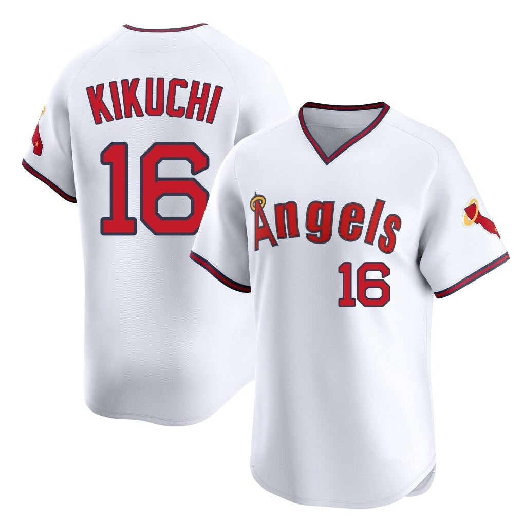 Davalo LA.Angels #16 Yusei Kikuchi Player White T-shirt Home Limited Stitched Jerseys