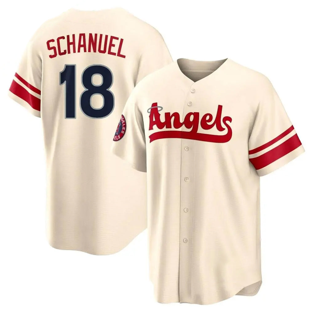 Davalo LA.Angels #18 Nolan Schanuel Player Cream City Connect Home Stitched Jerseys