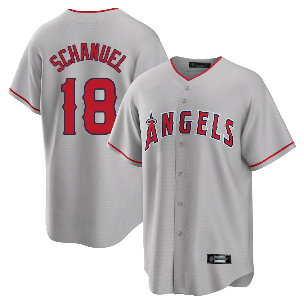 Davalo LA.Angels #18 Nolan Schanuel Player Gray Home Game Stitched Jerseys