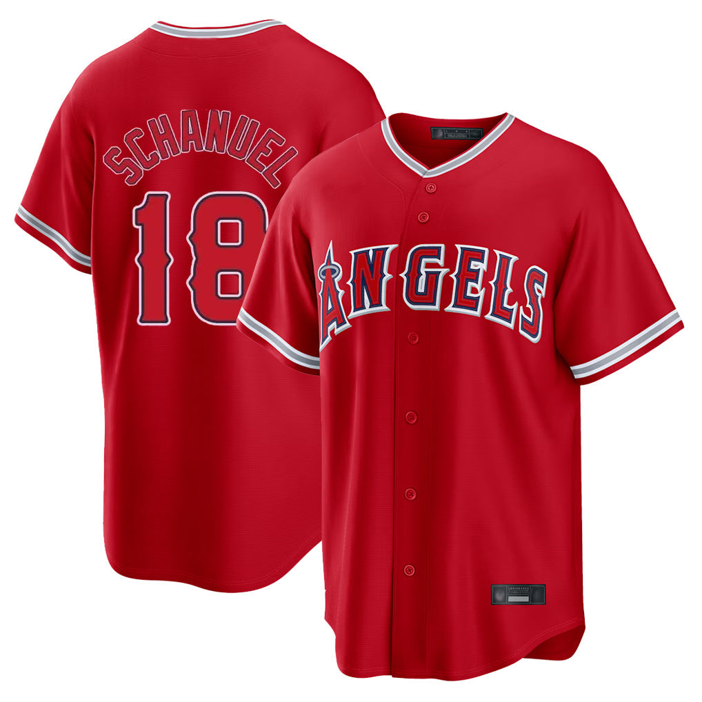 Davalo LA.Angels #18 Nolan Schanuel Player Red Home Game Stitched Jerseys