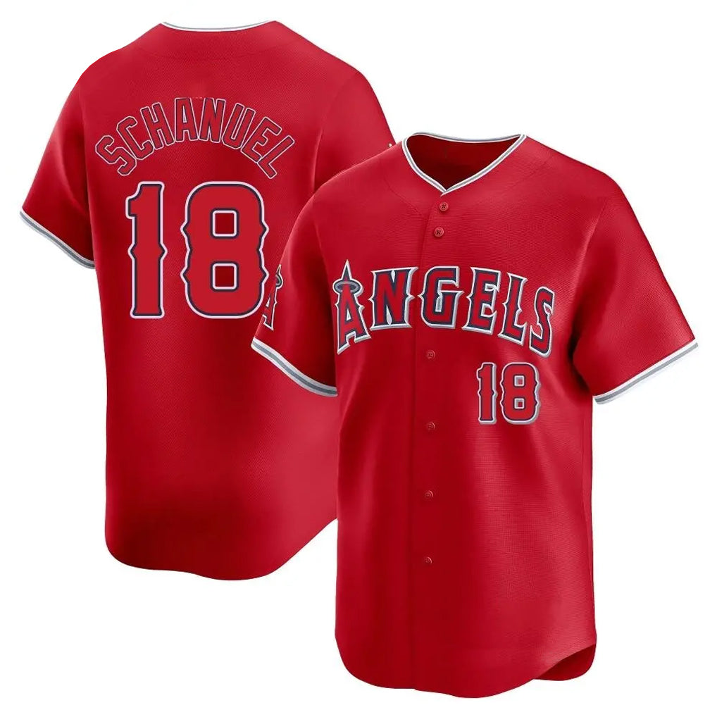 Davalo LA.Angels #18 Nolan Schanuel Player Red Home Limited Stitched Jerseys